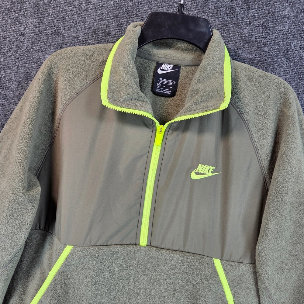 Nike Mens Winterized Half Zip Fleece Pullover Medium Green Neon Casual - Picture 3 of 10